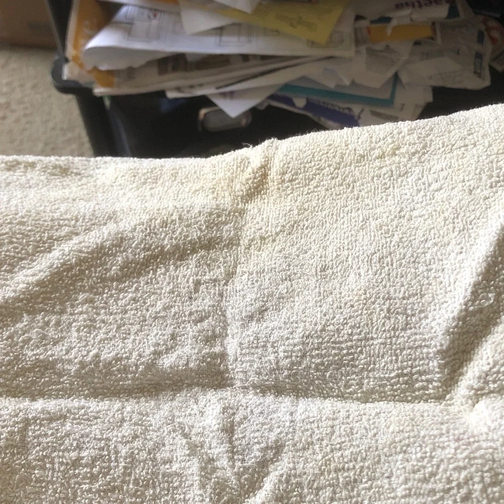 Vintage Floral Terry Cloth Towel in Pastel Pink & Cream
